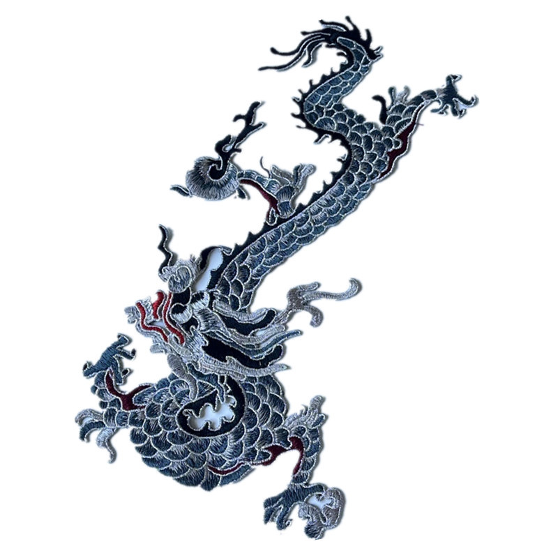Blue Embroidered Dragon Cloth Sticker Cheongsam Denim Wear Skirt Decorative Patch Laminate Hand-Stitched without Adhesive - 图片 12