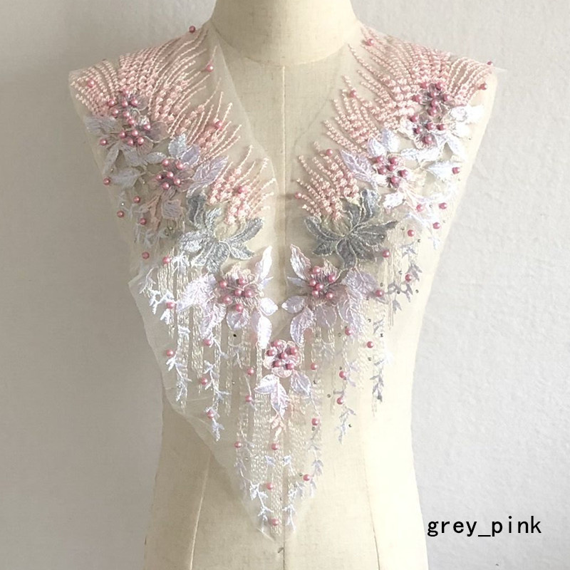 Embroidery Handmade Beaded Rhinestone Cloth Sticker Flower Lace Wedding Dress Patch Clothing Ornaments Accessories - 图片 14