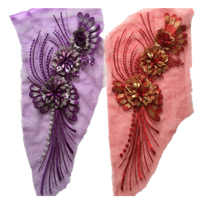 Three-Dimensional Sequin Gauze Embroidered Cloth Stickers Large Patch Cheongsam Clothes Skirt Decorative Accessories Diy - Image 3