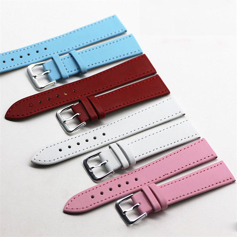 Watch Accessories Color Glossy Cow Leather Watch Strap Ultra-Thin Pressing Line Colorful Strap Men's and Women's Thin Calfskin Parts - 图片 5