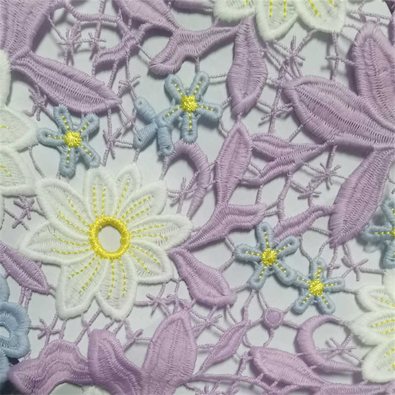 Three Colors Hibiscus Mutabilis Embroidery Hollow Carved Fashion Fabric DIY Fabric - Image 10