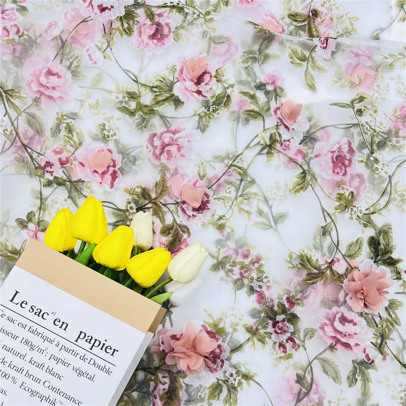 3D Handmade Flower Fabric Organza Printing Branch Embroidered Fabric Lace DIY Fabric - 图片 6