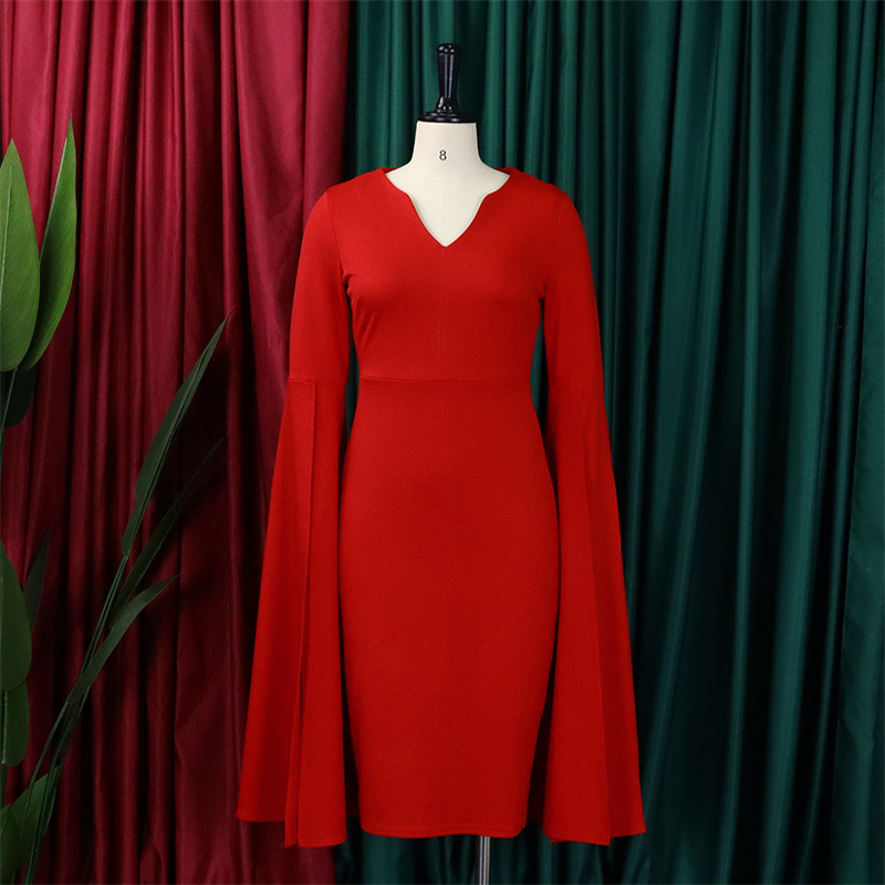 Women's Clothing V-neck Fashion Temperament Pencil Skirt Supply Dress - Image 57