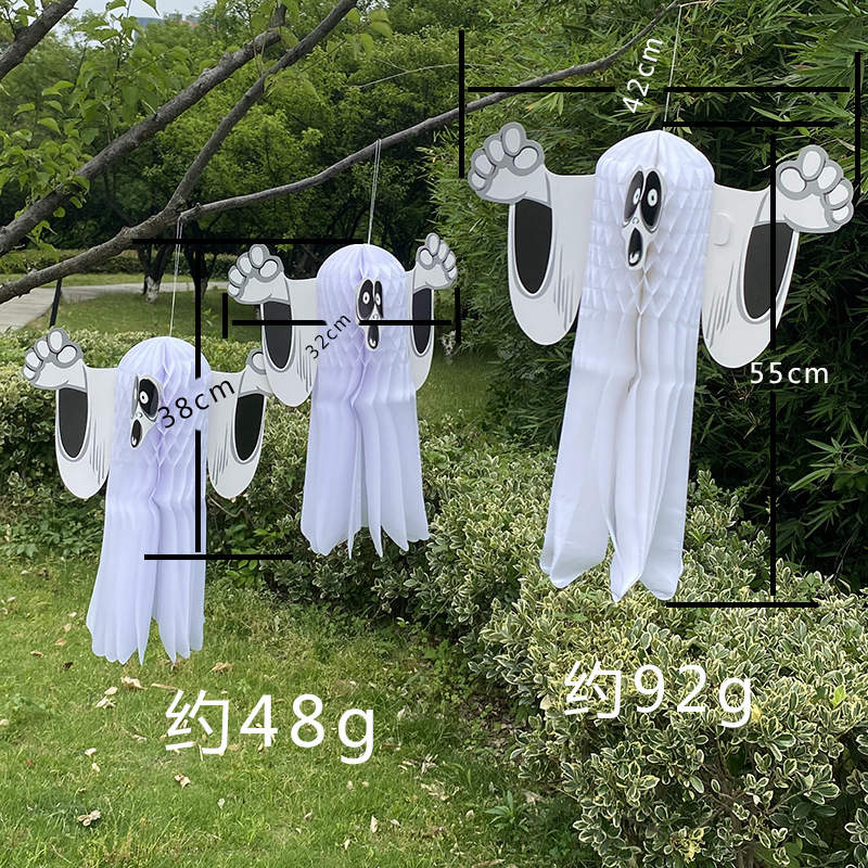 2PC Ghost Festival Props Halloween Horror Three-Dimensional Ghost Pendant Hanging Ghost Pendant Paper Decor - Image 13