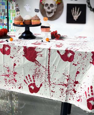 Halloween Party Decor Tablecloth Horror Party Supplies Bat Pumpkin Disposable Oil-Proof Tablecloth