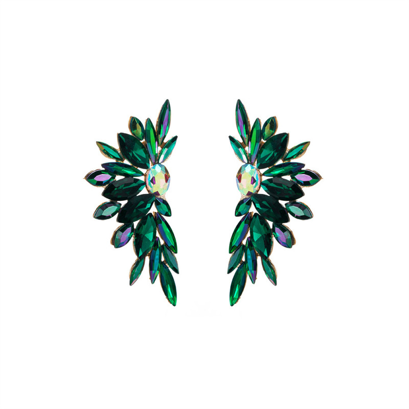 Fashion Cool Colorful Crystals Alloy Rhinestone-Encrusted Flower Earrings Trendy Women - 图片 11