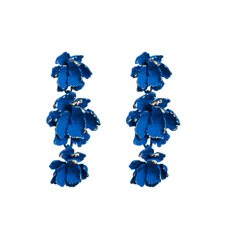 Flower Earrings Fashion Personality Multi-Layer Alloy Spray Paint Women Eardrop - 图片 8