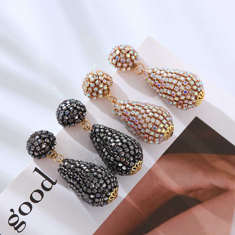 Fashion Style Earrings Colorful Crystals Super Flash Drop-Shaped Earrings Retro Long Temperament - Image 8