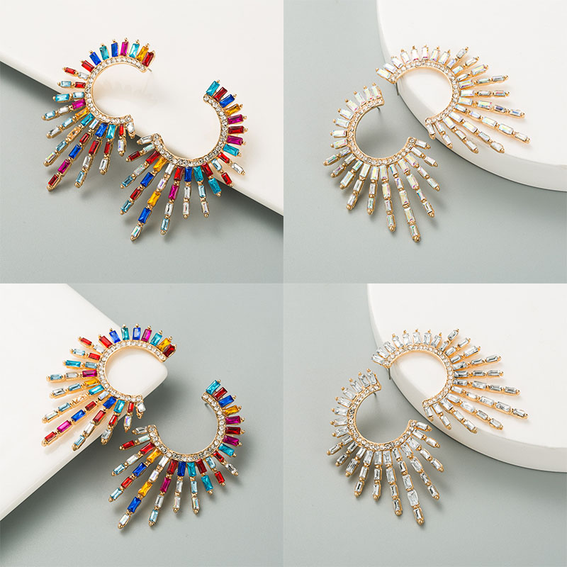 Alloy Diamond Rhinestone Full Diamond Earrings Female Graceful Earrings Bohemian - Image 9