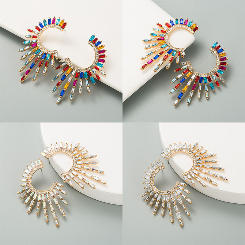 Alloy Diamond Rhinestone Full Diamond Earrings Female Graceful Earrings Bohemian - Image 10