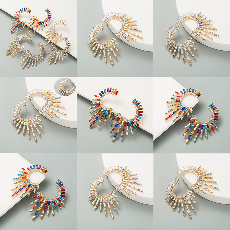 Alloy Diamond Rhinestone Full Diamond Earrings Female Graceful Earrings Bohemian - Image 11