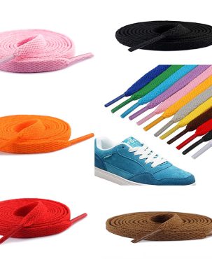 Shoe Laces Flat Tie Shoe Laces Boots Trainers Shoes Black White or Colour Laces