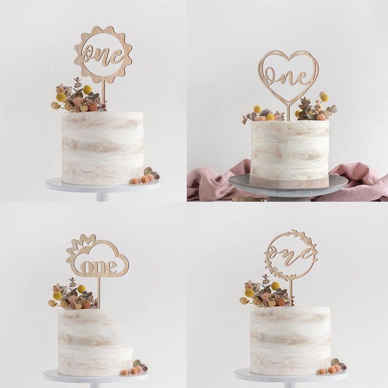 2024 New One Cake Topper Wooden One Baby Cake Topper Acrylic Gold Topper for Kid 1st Birthday Party Cake Decorations Baby Shower - 图片 7