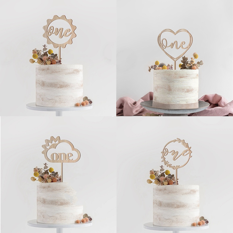 2024 New One Cake Topper Wooden One Baby Cake Topper Acrylic Gold Topper for Kid 1st Birthday Party Cake Decorations Baby Shower - 图片 5