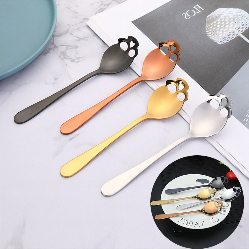 Stainless Steel coffee Scoop Skull shape Dessert Spoon Food Grade Ice Cream Candy Tea Spoon Tableware Drop shipping - 图片 5