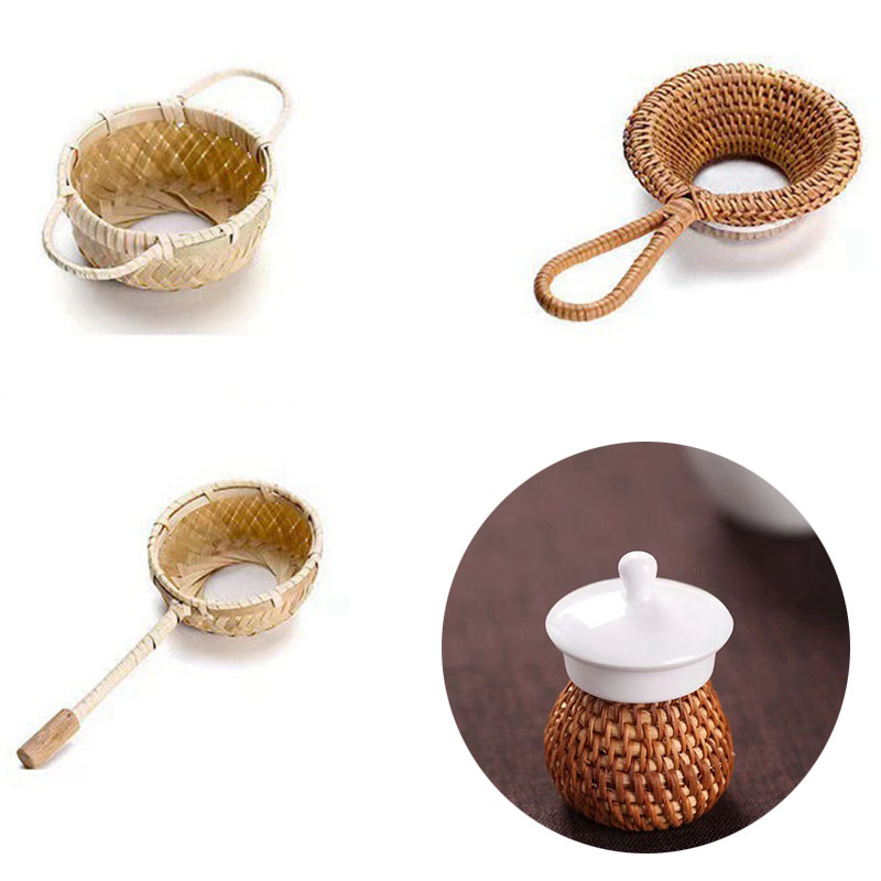 1Pc Retro Japanese-style Bamboo Rattan Tea Infuser Strainer Tea Filter Reusable Mesh Tea Leak with Handle Kitchen Accessories - 图片 10
