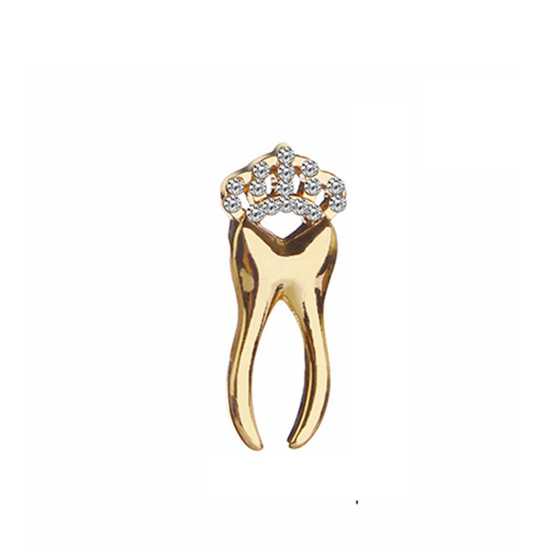 Fashion Tooth Brooches for Women Dress Lapel Pin with Crystal Crown Gold Sliver Teeth Dentist Jewelry Button Badges Kids Gifts - Image 7