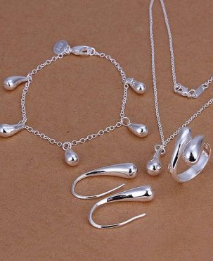 925 Silver Wedding women high-quality classic drop bracelets earrings necklace rings fashion jewelry sets S223