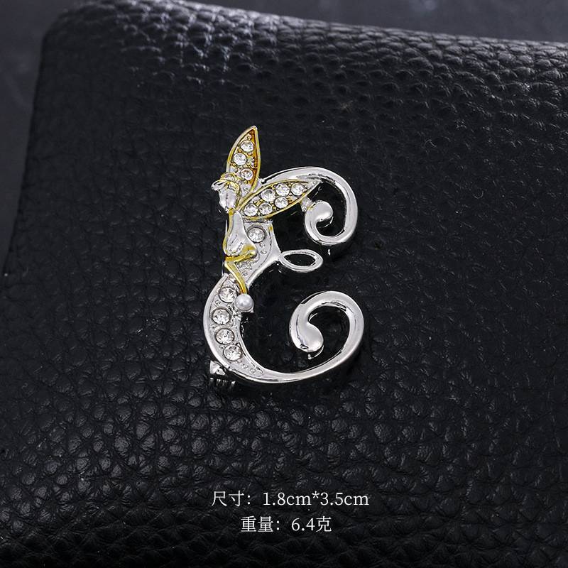 New Metal Crystal English Letter Word Brooch Elf Angel Lapel Suit Shirt Collar Pins Brooches - Image 3