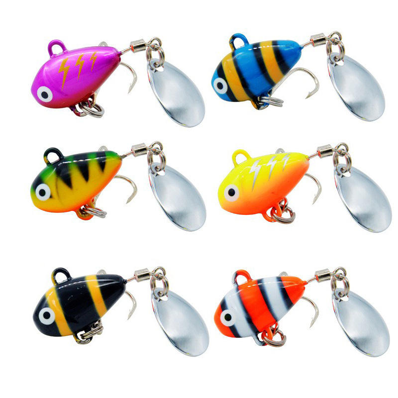 Small Cyclone VIB Fish Lead Lure 10g Rotating Sequins Artificial Bait Lure Hard Bait