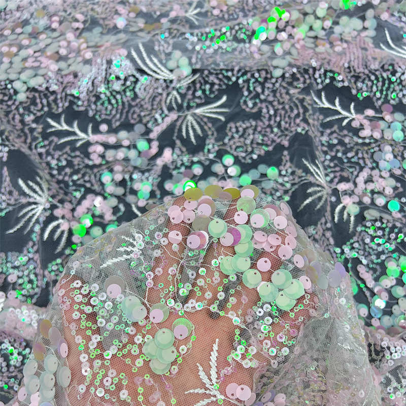 Colorful Pink Branches 9mm Sequined Fabric DIY Beads Sequined Fabric Clothing Adjuvant