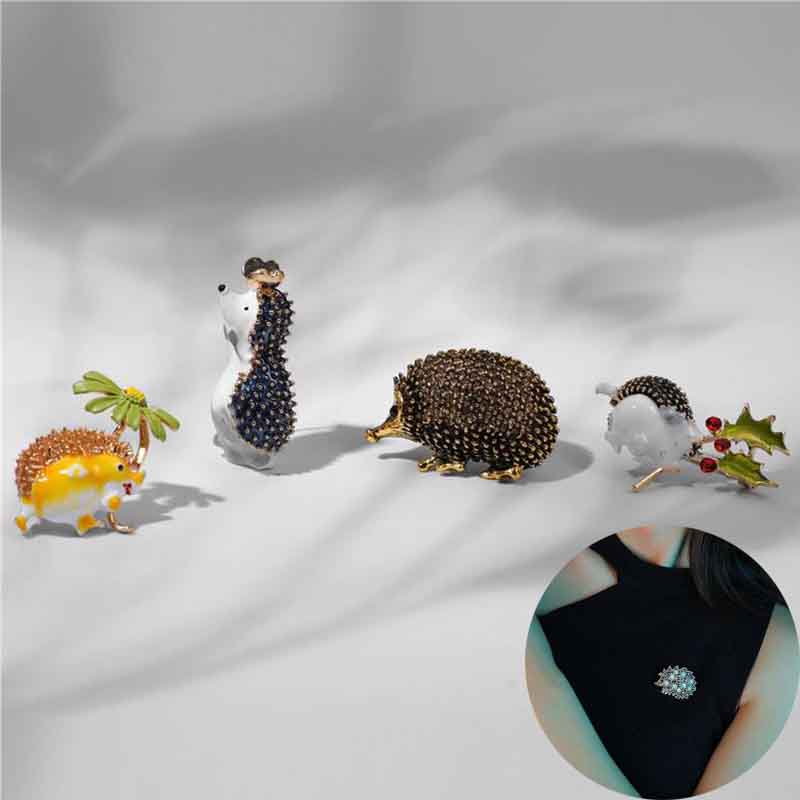 Cute Hedgehog Brooch Fashion Daisy Brooches For Women Animal Jewelry Funny Winter Design - Image 15