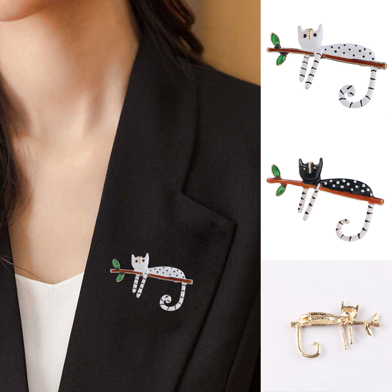 Lazy Cat Sitting On The Tree Brooches For Women And Men Bouquet Pin New Fashion Jewelry - Image 8