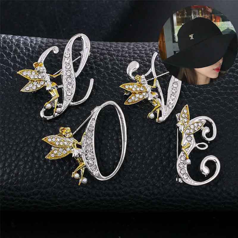 New Metal Crystal English Letter Word Brooch Elf Angel Lapel Suit Shirt Collar Pins Brooches - Image 18