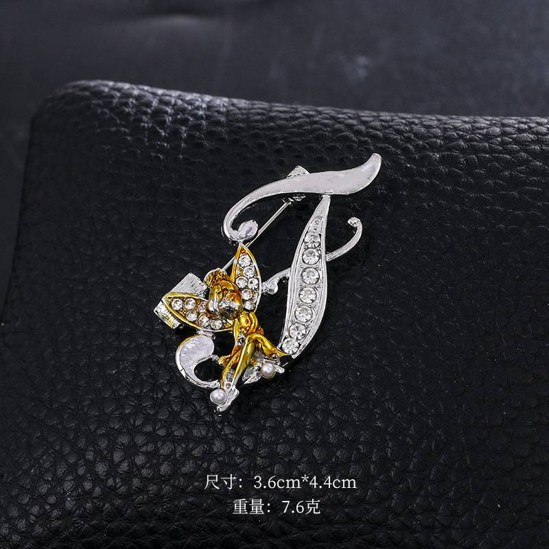 New Metal Crystal English Letter Word Brooch Elf Angel Lapel Suit Shirt Collar Pins Brooches - Image 5