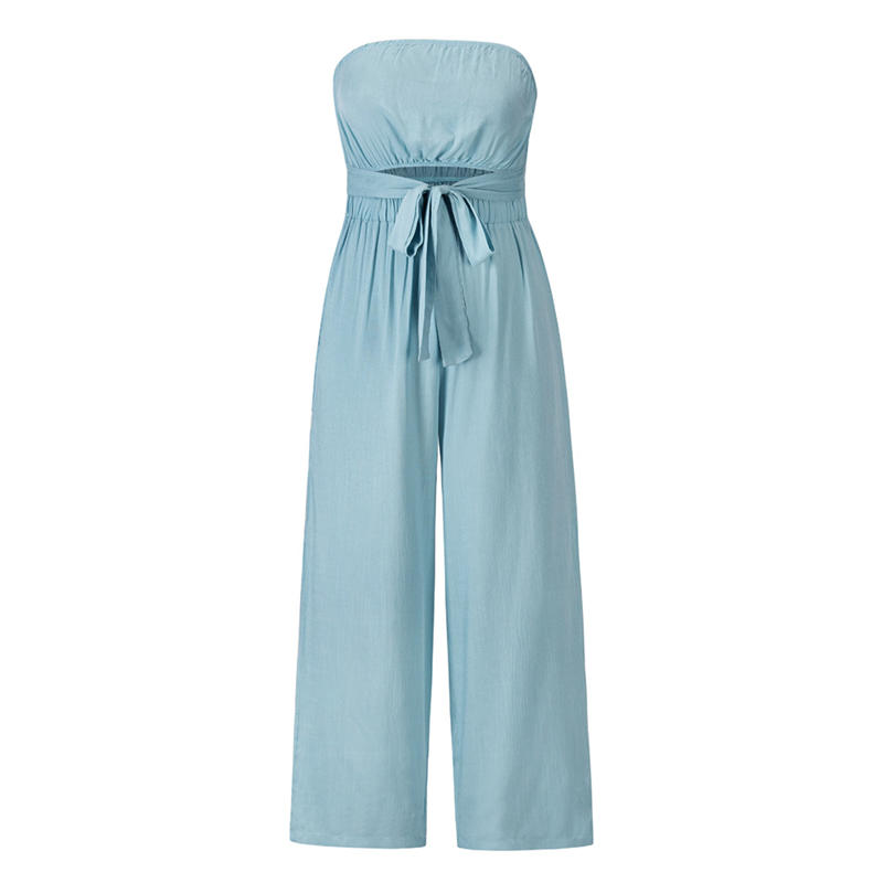 Casual Fashion Set Sexy Backless Slim Fit Jumpsuit Straight-Leg Trousers Suit - 图片 4