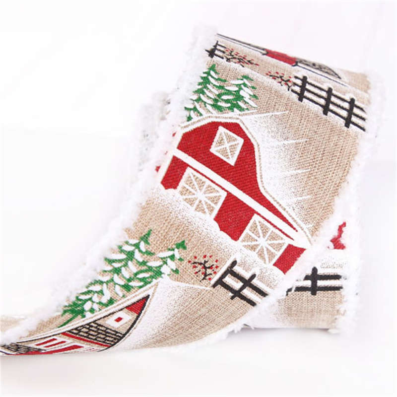 Fine Linen Christmas Ribbon Holiday Party Decor Christmas Tree Gift Box Packaging Ribbon - 图片 3