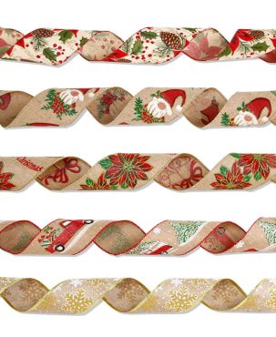 6.5cm Christmas Ribbon Ornaments Christmas Decor Gift Box  Imitation Hemp Ribbon