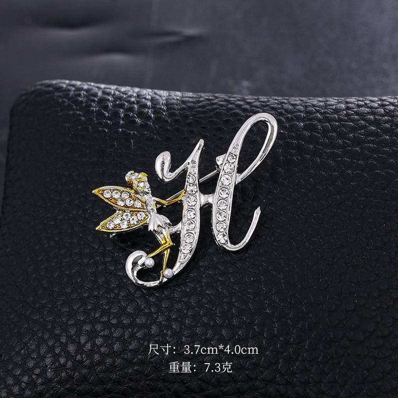 New Metal Crystal English Letter Word Brooch Elf Angel Lapel Suit Shirt Collar Pins Brooches - Image 6