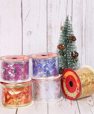 Gilding Musical Note Christmas Ribbon Christmas Tree DIY Decor Five-Pointed Star Webbing Satin Ribbon Hanging Ornament