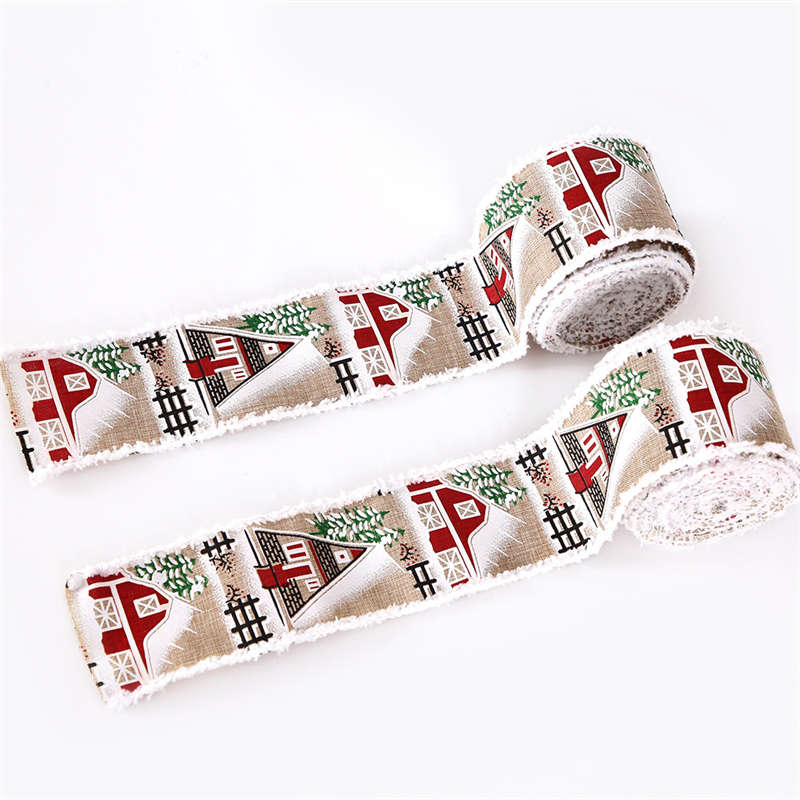 Fine Linen Christmas Ribbon Holiday Party Decor Christmas Tree Gift Box Packaging Ribbon