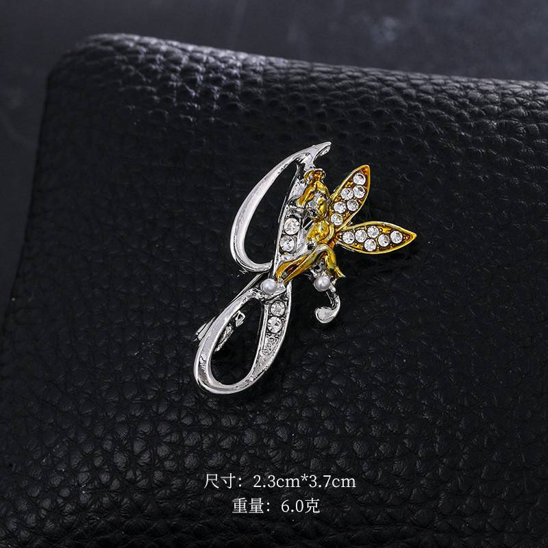 New Metal Crystal English Letter Word Brooch Elf Angel Lapel Suit Shirt Collar Pins Brooches - Image 7
