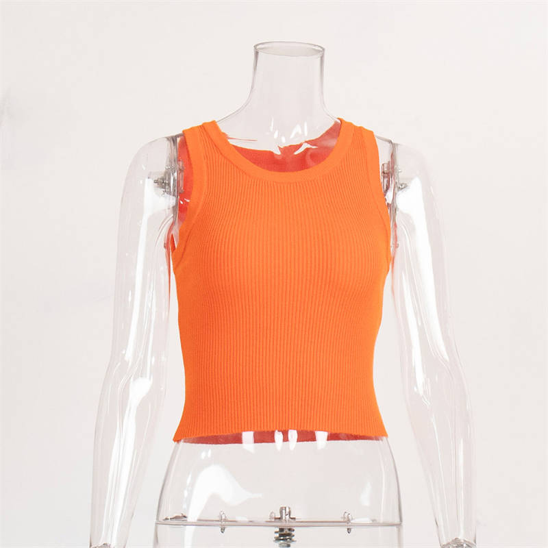 Knitted Vest Women's Solid Color Slim Thread Inner Wear Blouse Short Vest - Image 5