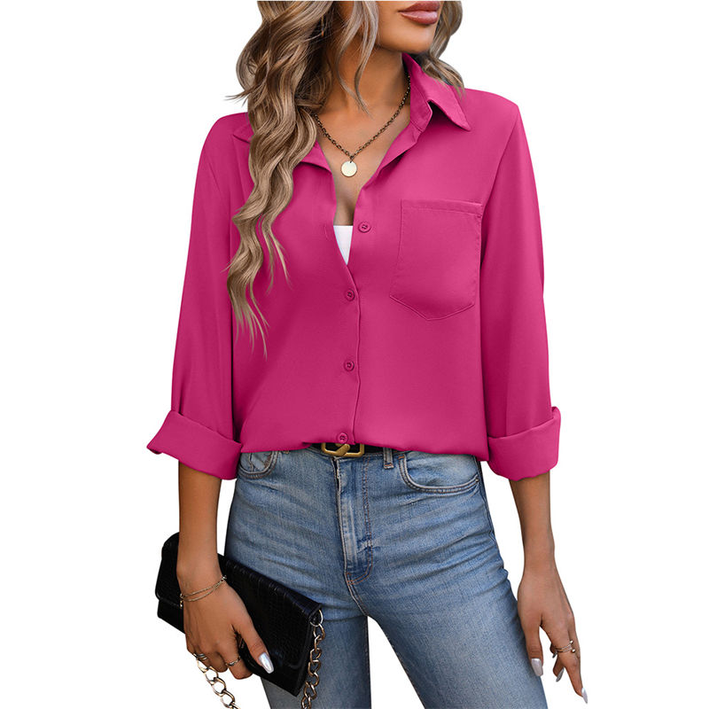 Women's Clothing Office Commuter Business Long-Sleeved Shirt Solid Color T-Shirt - Image 3