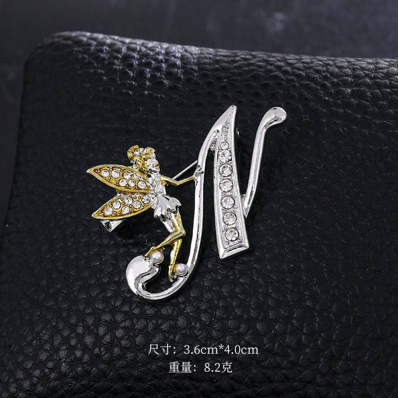 New Metal Crystal English Letter Word Brooch Elf Angel Lapel Suit Shirt Collar Pins Brooches - Image 9