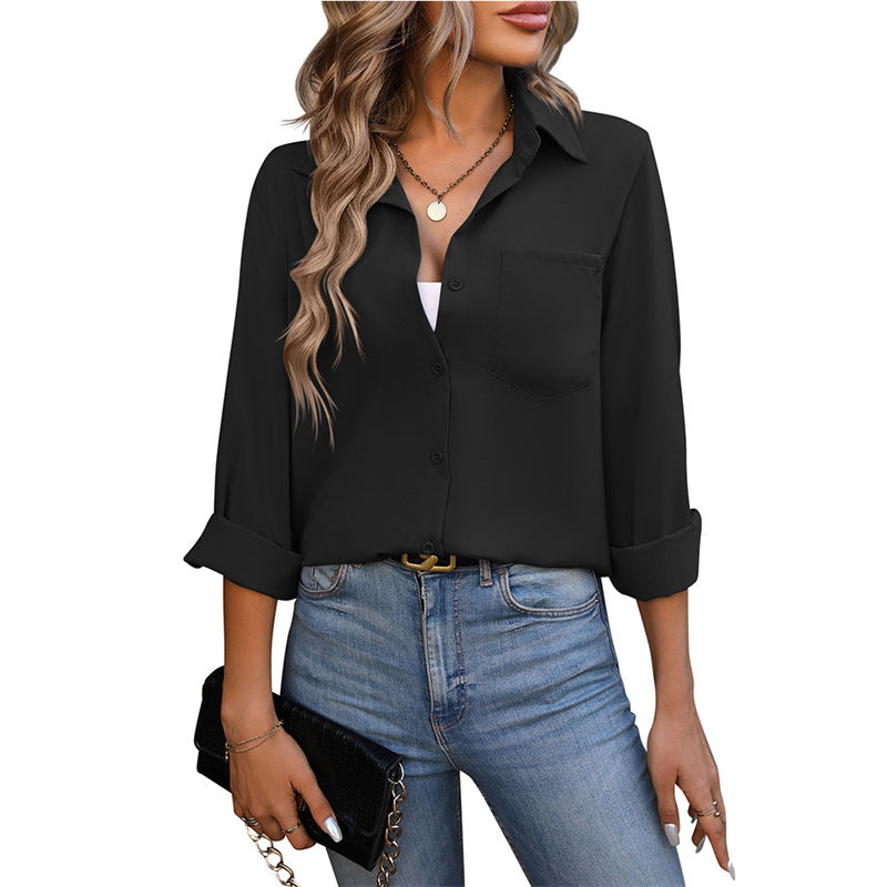 Women's Clothing Office Commuter Business Long-Sleeved Shirt Solid Color T-Shirt - Image 4