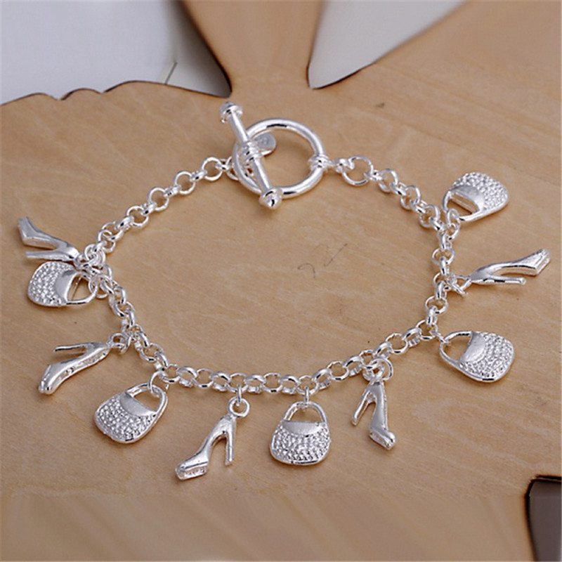 new fashion gift for women girl beautiful High quality Silver color Jewelry charm Bracelets factory price free shipping - Image 3