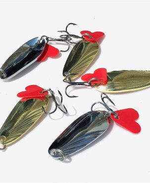 10PC 8g Shell Pattern Sequins Treble Hook Red Heart Piece Lure Bait Fishing Tackle