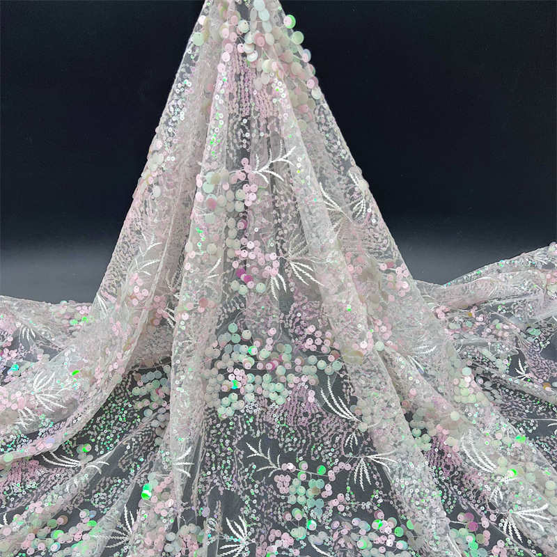 Colorful Pink Branches 9mm Sequined Fabric DIY Beads Sequined Fabric Clothing Adjuvant - Image 3