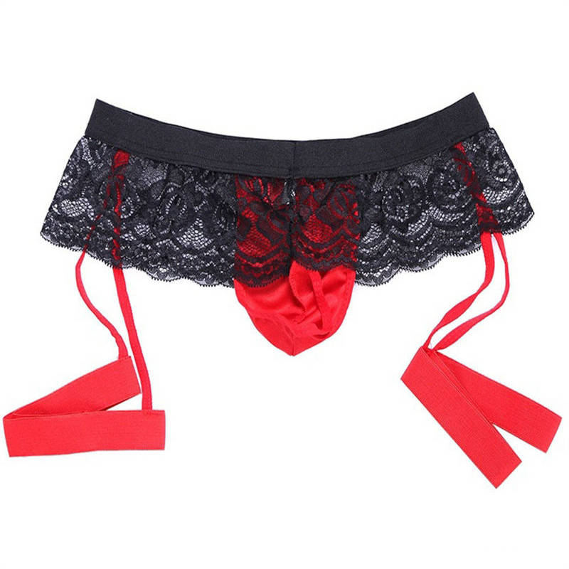 Sexy Lingerie Popular Men's Lace Three-Point Underwear Leather Panties - Image 7