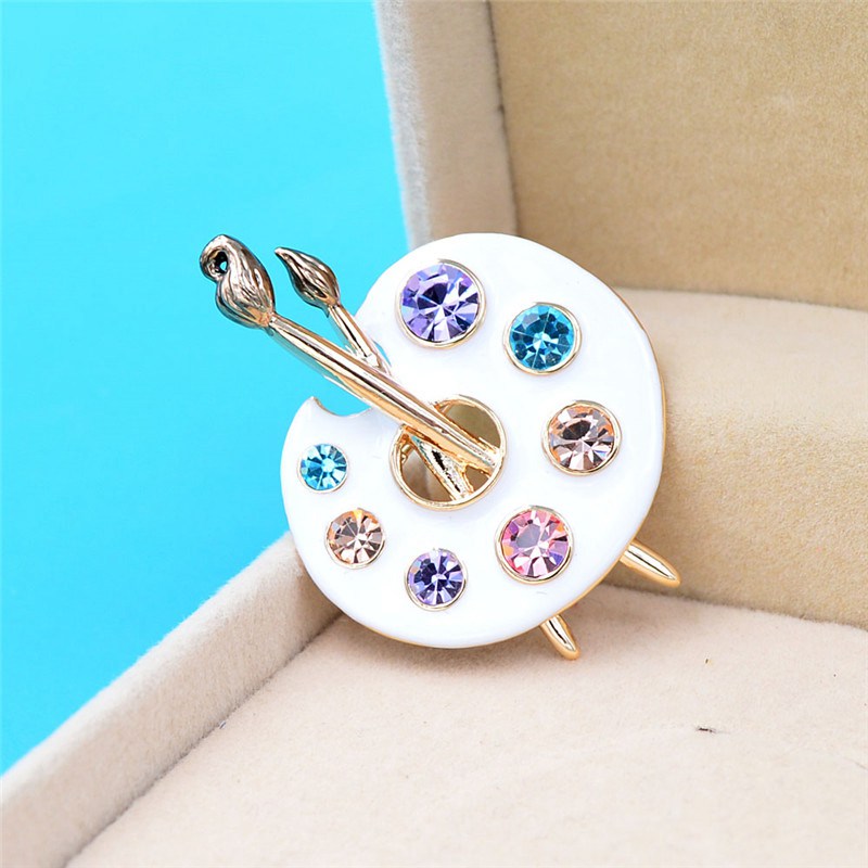 Draw Palette Brooch Creative Rhinestone Pins And Brooches Women And Men Pin 2 Colors Available Suit Accessories - Image 3
