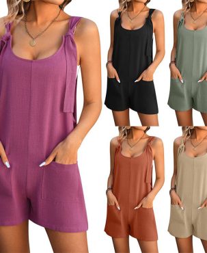 Women's Clothing Summer Casual Stylish Suspender Shorts Jumpsuit Suspender Pants