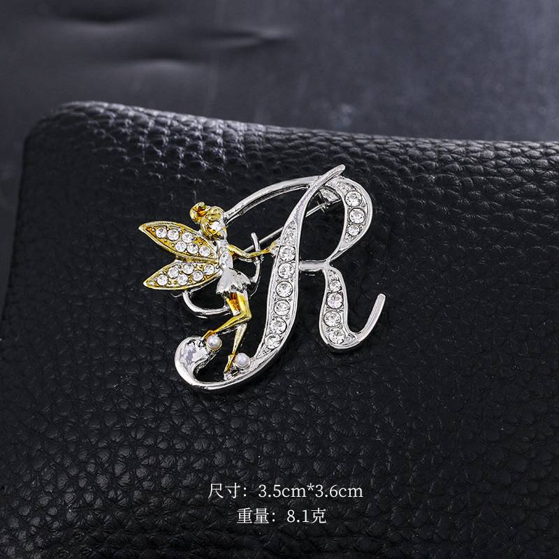 New Metal Crystal English Letter Word Brooch Elf Angel Lapel Suit Shirt Collar Pins Brooches - Image 10