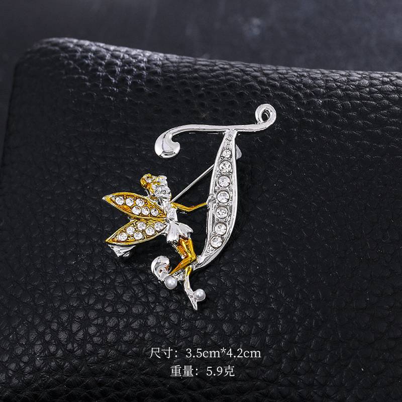 New Metal Crystal English Letter Word Brooch Elf Angel Lapel Suit Shirt Collar Pins Brooches - Image 11
