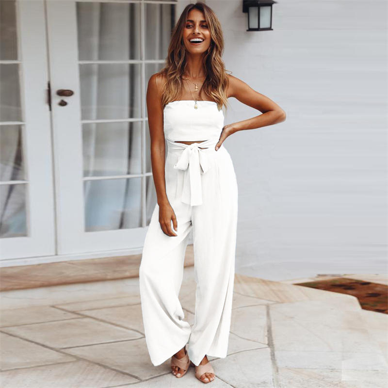 Casual Fashion Set Sexy Backless Slim Fit Jumpsuit Straight-Leg Trousers Suit - 图片 9