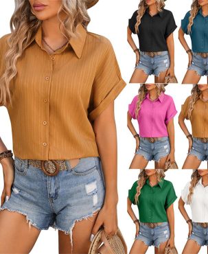 Women's Clothing Drop Shoulder Loose Short Sleeve Casual Shirt Short Sleeve T-Shirt